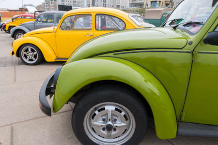 Scheveningen, The Hague, the Netherlands - May 26 2019: classic VW beetles parked at VW aircooled car show at Scheveningen beachのeditorial素材