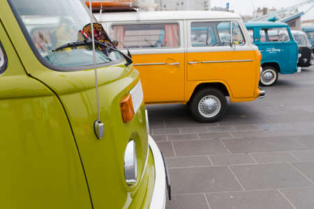 Scheveningen, The Hague, the Netherlands - 1960s style VW Transporter  Kombi T2 parked at...