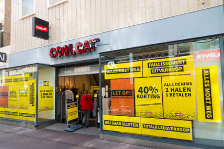 The Hague, the Netherlands - June 6 2019: retail store coolcat during closing down banckrupcty sell...