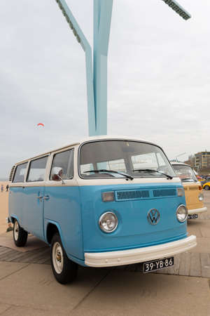 Scheveningen, The Hague, the Netherlands - May 26 2019: 1960s  VW Kombis parked at Scheveningen beach during aircooled classic vw car showのeditorial素材