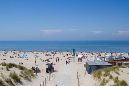 Kijkduin, The Hague, Netherlands - May 21 2020: Ascension day holiday crowds on Dutch beach during the Coronavirus pandemicのeditorial素材