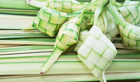 Ketupat: South East Asian rice cakes bundle, often prepared for festivities and celebratory occasions.                の写真素材
