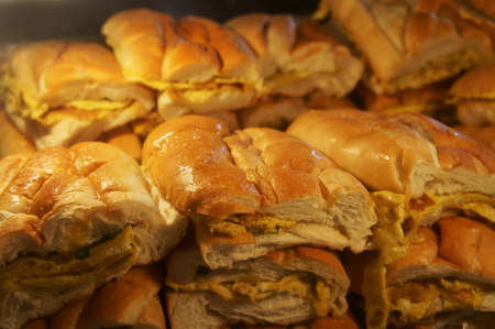 Roti John - Malay bread stack up ready for serving              の写真素材
