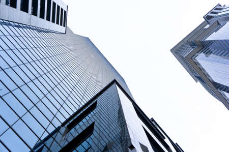 Low angle shot of two glass towers のeditorial素材