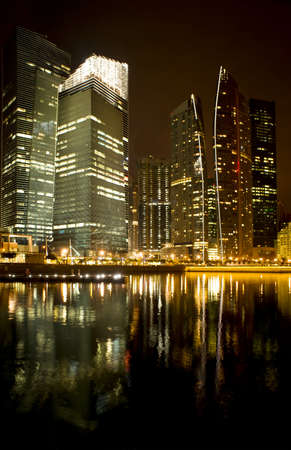 A generic city night view at water bayfrontの写真素材