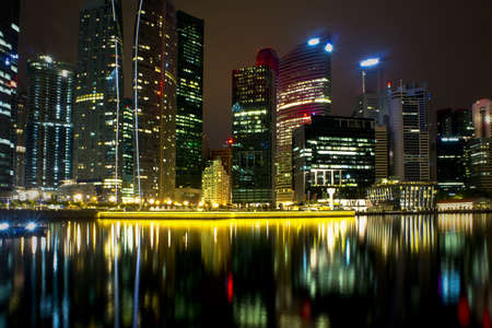 A generic city night view at water bayfrontの写真素材