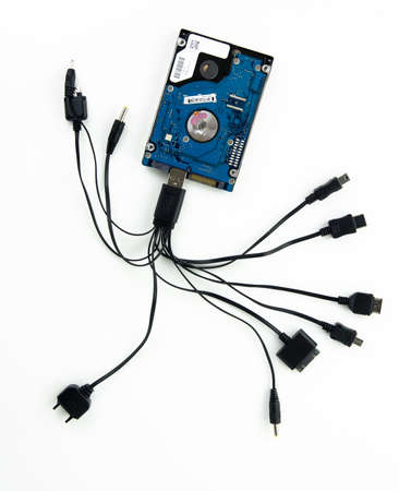 Top view of hard disk with plenty of output connection.