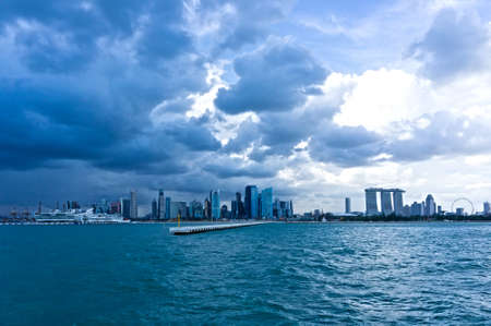 A long horizontal shot of Singapore bayfront.の写真素材