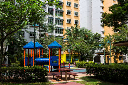 Residential estate with playrground on the foreground の写真素材