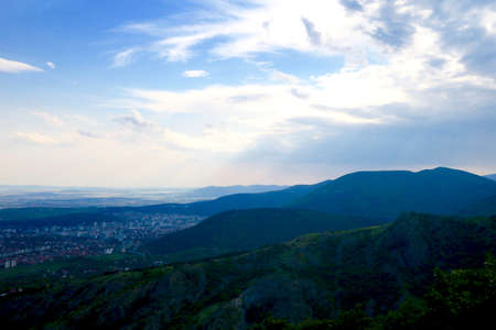 Blue mist in the mountains. Blue stones, Sliven, Bulgaria, Europe.の写真素材