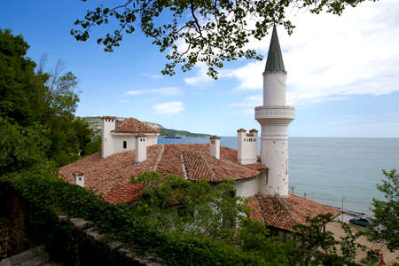 Cottage by the Sea. Royal Residence. Beautiful castle, palace. Romanian Queen Maria Residence.  Balchik Palace was the favourite summer residence of Queen Marie of Romaniaのeditorial素材