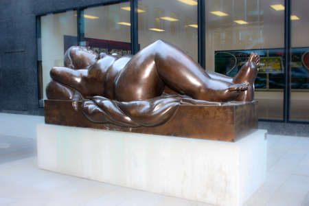 Vaduz, Liechtenstein - November 21, 2011: Statue of Reclining Woman of Fernando Botero in Vaduz. Vaduz is the capital of Liechtenstein. Fernando Botero is a sculptor from Colombia 2のeditorial素材
