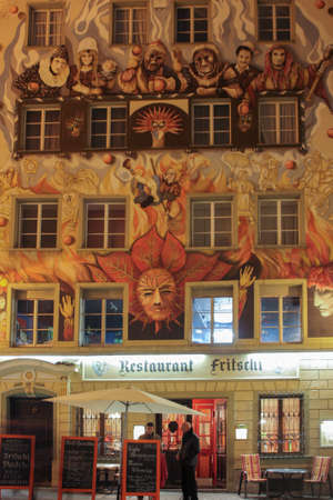 Lucerne, Switzerland - Novembre 24 2016. Nice fasade of Rosti restaurantのeditorial素材