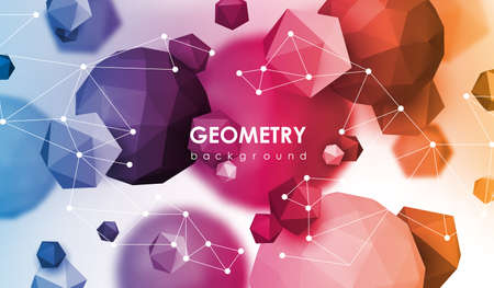 Abstract poligonal background. 3d render illustration. Geometric background with low-poly elements.のイラスト素材