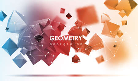 Abstract poligonal background. 3d render illustration. Geometric background with low-poly elements.のイラスト素材
