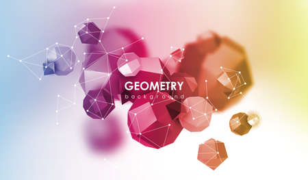 Abstract poligonal background. 3d render illustration. Geometric background with low-poly elements.のイラスト素材