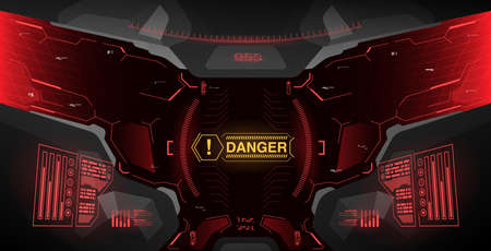 Futuristic concept ui for helmet. Head-up display template. View from the helmet with HUD elementsのイラスト素材