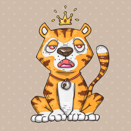 cute cartoon tiger. Cartoon illustration in comic trendy style.のイラスト素材