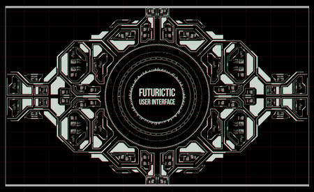 Background with futuristic user interface. Design concept with HUD elements.のイラスト素材