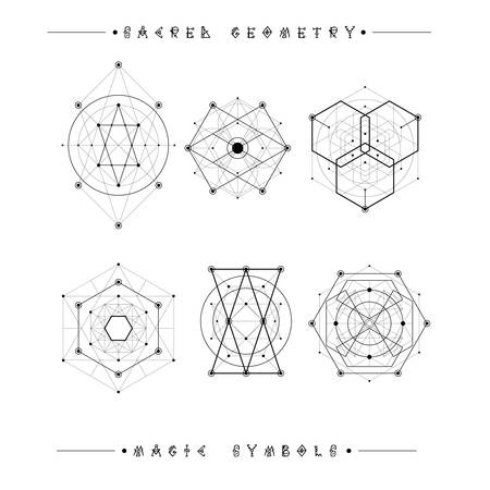 Sacred geometry signs. Set of symbols and elements. Alchemy, religion, philosophy, spirituality, hipster symbols and elements. geometric shapesのイラスト素材