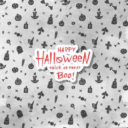 Cartoon Halloween card. Layout for web and print.のイラスト素材