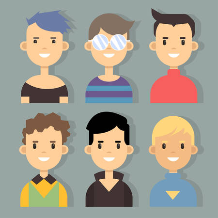 Vector set of stylish male characters in modern flat design for web and print.のイラスト素材