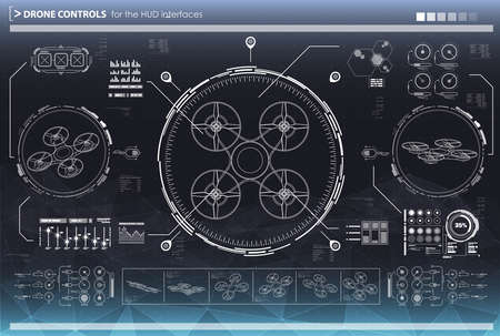 Control elements for the interfaces. HUD UI for drones. Futuristic user interface.