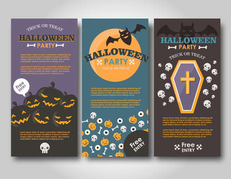 Halloween Banners Set. Flat Halloween illustration for web and print.のイラスト素材