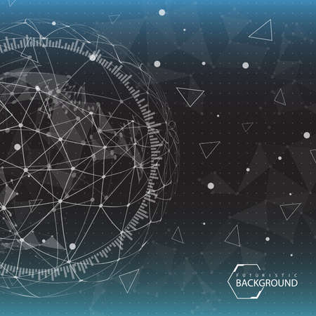 black and white futuristic background with spherical shapes.のイラスト素材