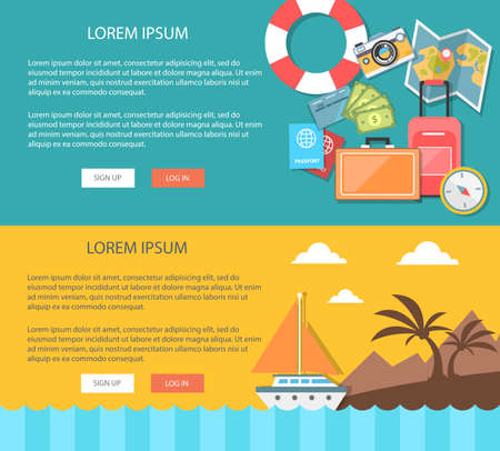 Flat design illustration vacation and tourism. Concepts web bannerのイラスト素材
