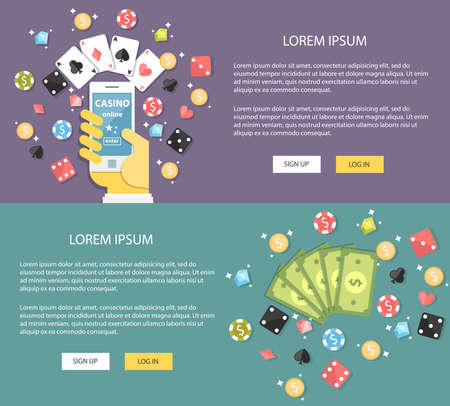Flat design illustration casino online. Concepts web bannerのイラスト素材