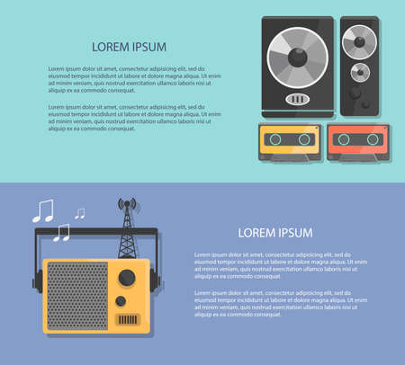 Flat design illustration radio and music. Concepts web bannerのイラスト素材