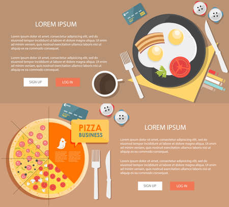 Flat design illustration breakfast. Concepts web bannerのイラスト素材