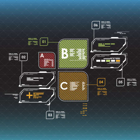 infographic elements. Head-up display elements for the web and app. Futuristic user interface. Virtual graphic.のイラスト素材
