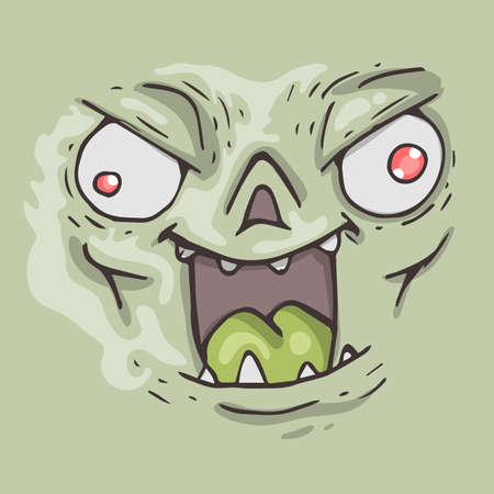 Cartoon monster face. Halloween cartoon creature for web and print.のイラスト素材