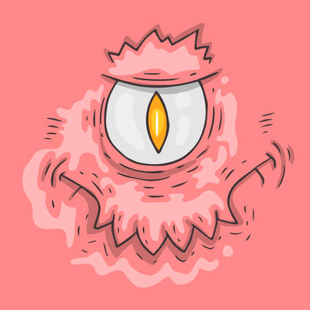 Cartoon monster face. Halloween cartoon creature for web and print.のイラスト素材
