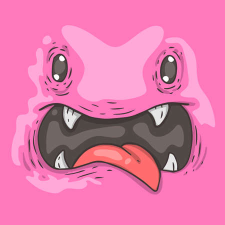 Cartoon monster face. Halloween illustration. Cartoon creature for web and print.のイラスト素材