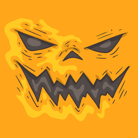 Cartoon monster face. Halloween illustration. Cartoon creature for web and print.のイラスト素材