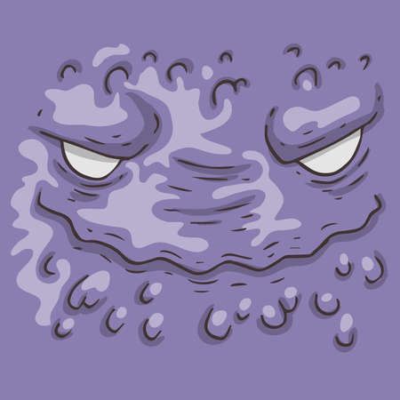Cartoon monster face. Halloween illustration. Cartoon creature for web and print.のイラスト素材