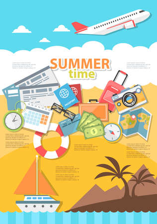 Summer time. Flat vector illustration.のイラスト素材