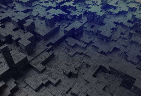 Abstract Futuristic Background. 3d Rendering Backdrop with Cubic Structure.
