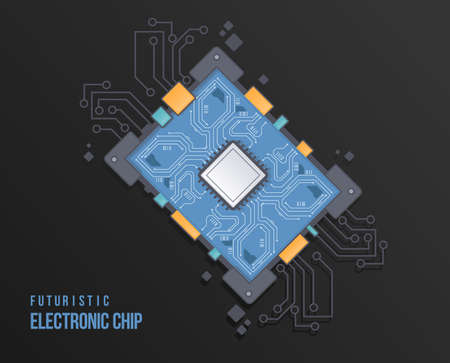Technology scheme circles. High tech circuit board vector illustration. Abstract futuristic chip.のイラスト素材