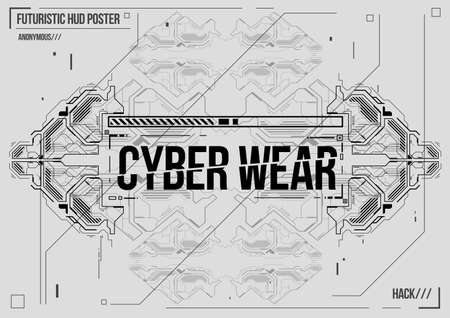 Cyberpunk futuristic poster. Retro futuristic poster template. Electronic music layout. Modern club party flyer.のイラスト素材