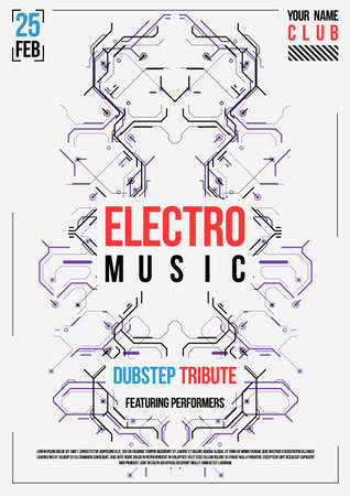 Cyberpunk futuristic poster. Retro futuristic poster template. Electronic music layout. Modern club party flyer.のイラスト素材