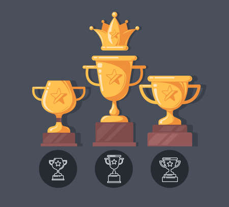 Winner Cup Flat Icons. Reward illustration in cartoon style.のイラスト素材