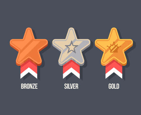 Winner Medals Flat Icons. Reward illustration in cartoon style.のイラスト素材