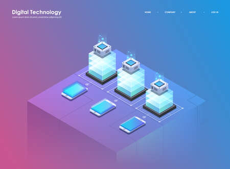 Software development and programming. Coding creative program or system process. Flat isometric illustration.のイラスト素材