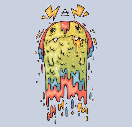 Funny blob monster. Cartoon illustration for print and web. Character in the modern graphic style.のイラスト素材