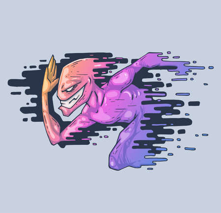 Super fast runner. Charismatic hero. Cartoon illustration for print and web. Character in the modern graphic style.のイラスト素材