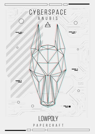 abstract low poly template. Poster with poligonal animal. Layout with futuristic HUD elements.のイラスト素材